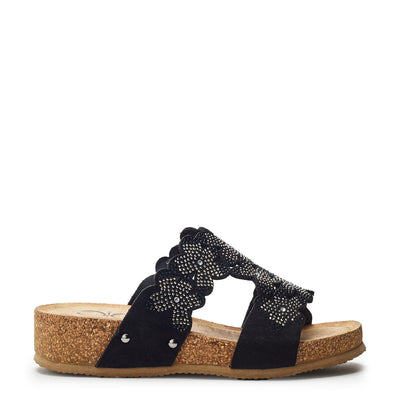 Skyie Black Alcantara Sandals
